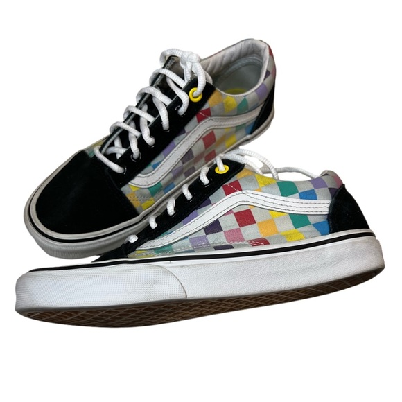 Vans off the wall old skool rainbow checks unisex skater shoes W Sz 7 M Sz 5.5 - Picture 3 of 13